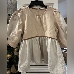 THML Beige and Cream Blouse